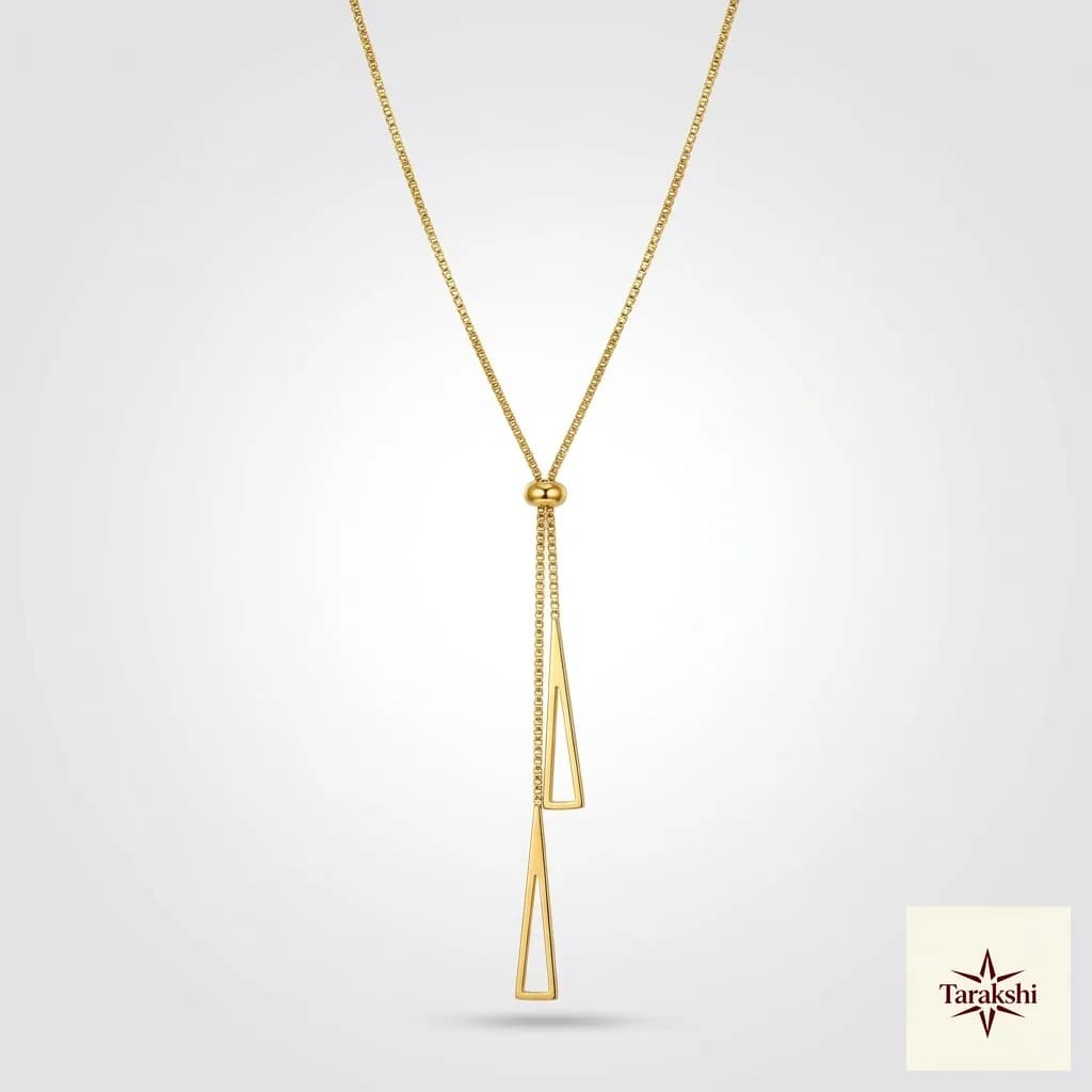 Geometric Adjustable Gold-Plated Sterling Silver Lariat Necklace