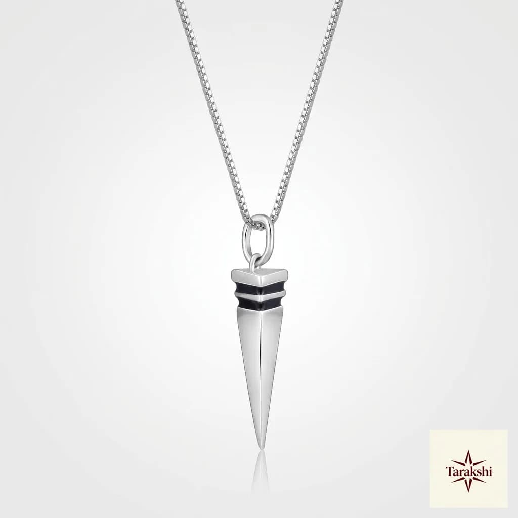 Geometric Spike Silver Pendant Necklace