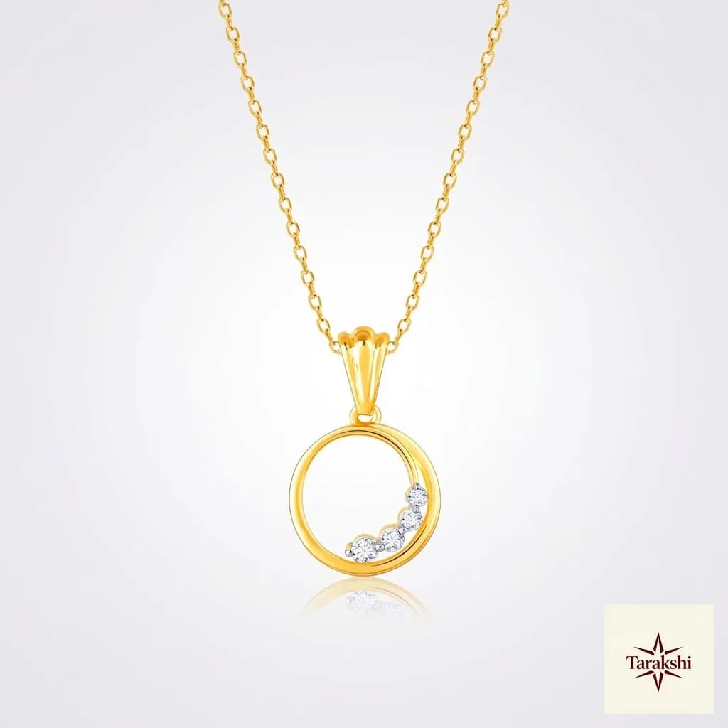 Sparkling Circle Diamond Gold Plated Silver Pendant Necklace