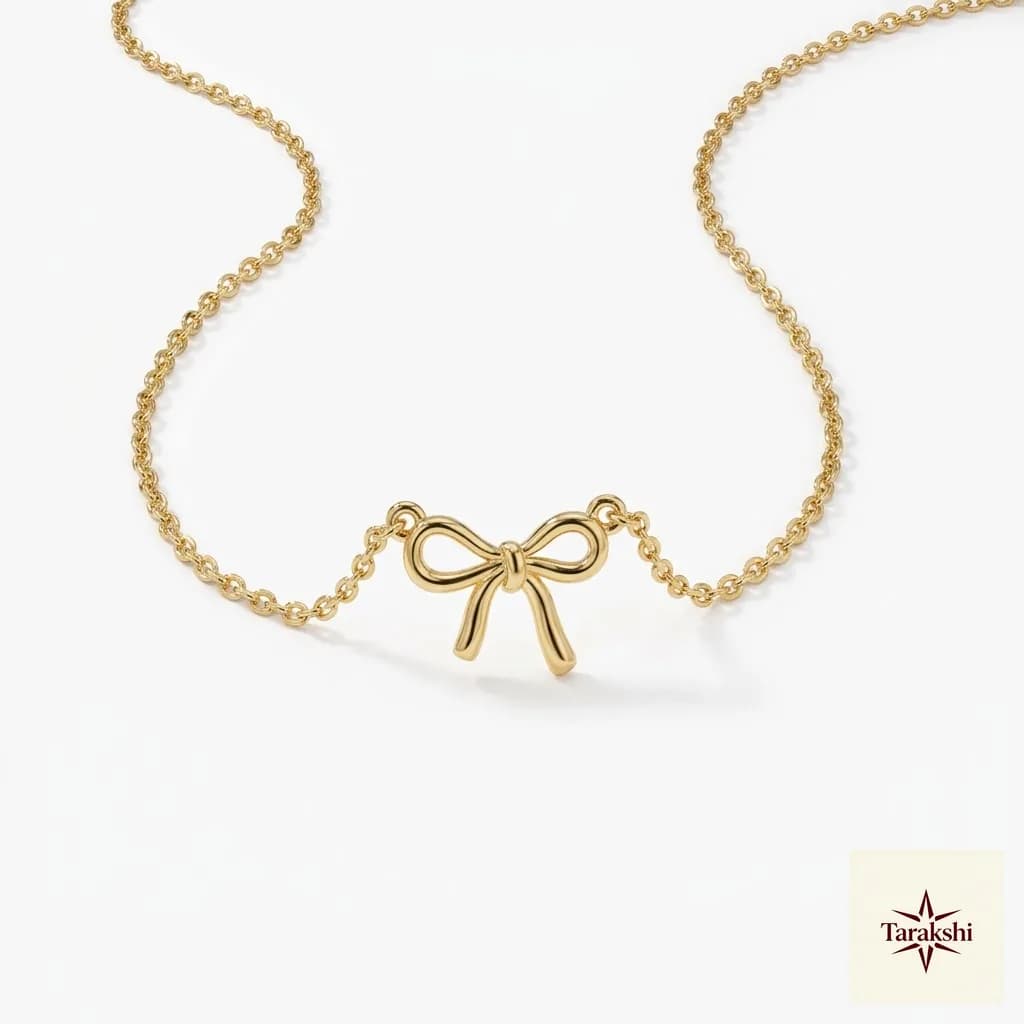 Charming Gold Bow Pendant Necklace