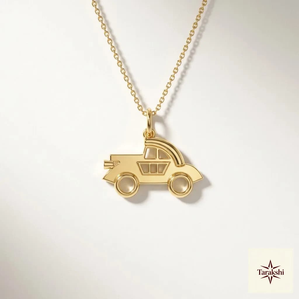 Charming Gold Plated Car Pendant Necklace image 1
