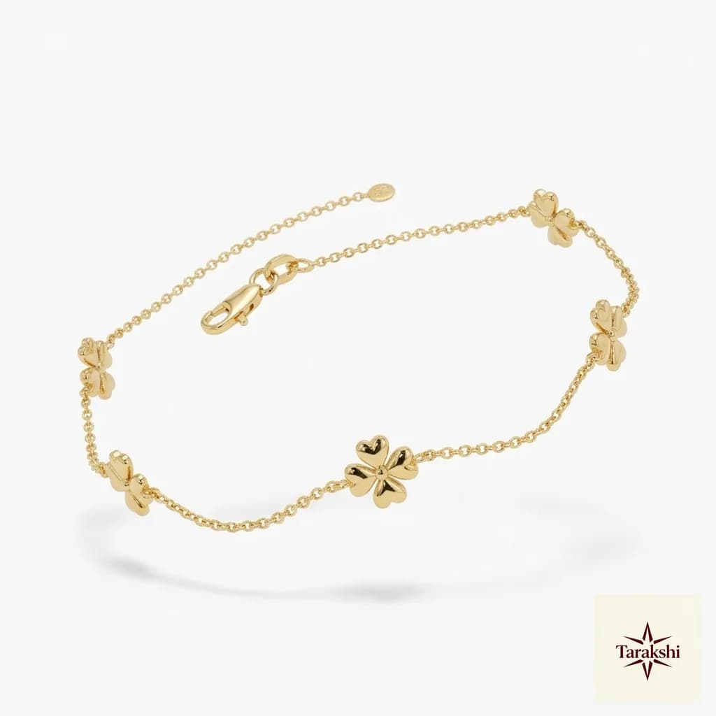 Lucky Clover Gold Plated Silver Bracelet