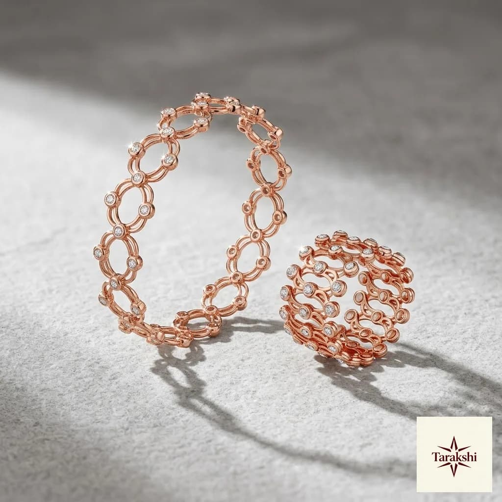 Aarohi Convertible Rose Gold Plated Bangle Ring
