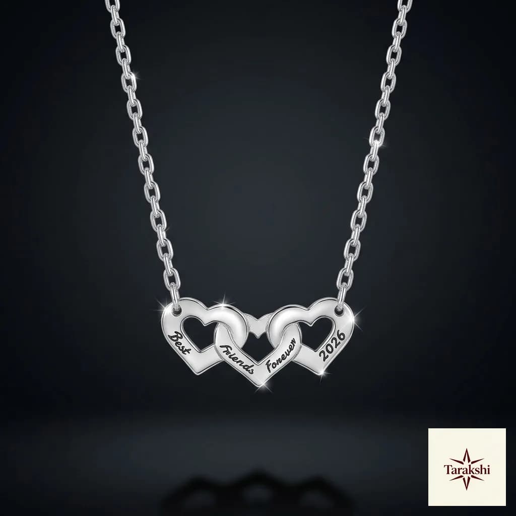 Best Friends Forever 2026 Interlocking Hearts Silver Necklace
