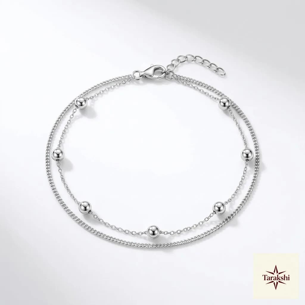 Minimalist Dual Chain Silver Bracelet