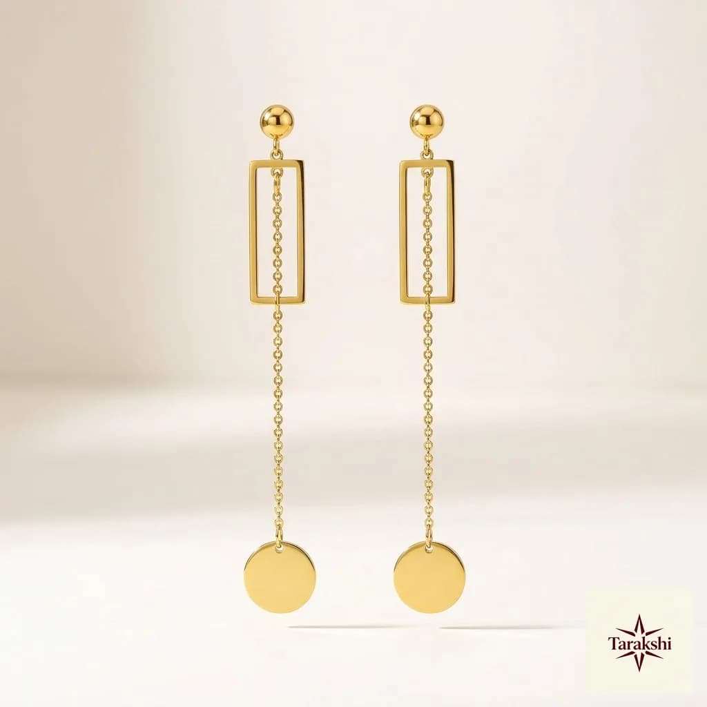 Minimalist Geometric Gold Plated Sterling Silver Drop Earrings image 1