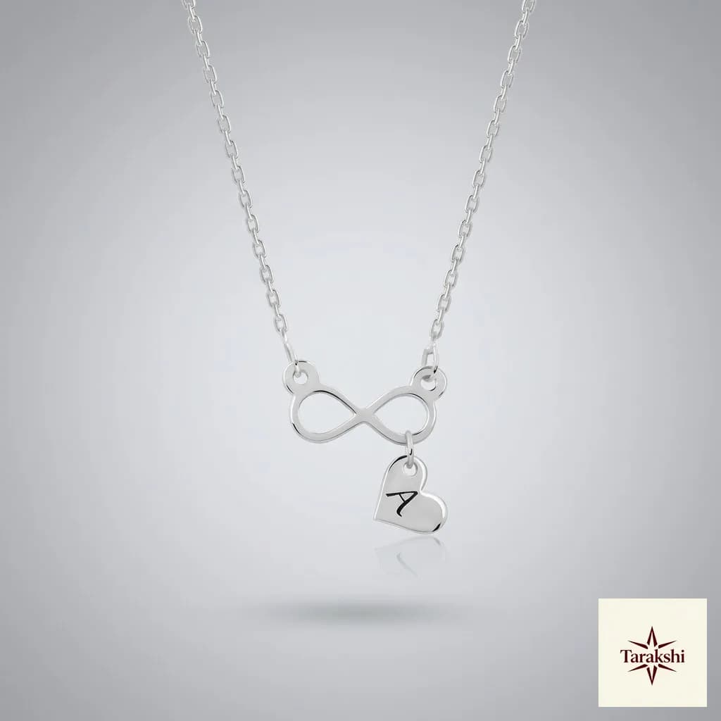 Personalized Infinity Heart Initial Silver Necklace