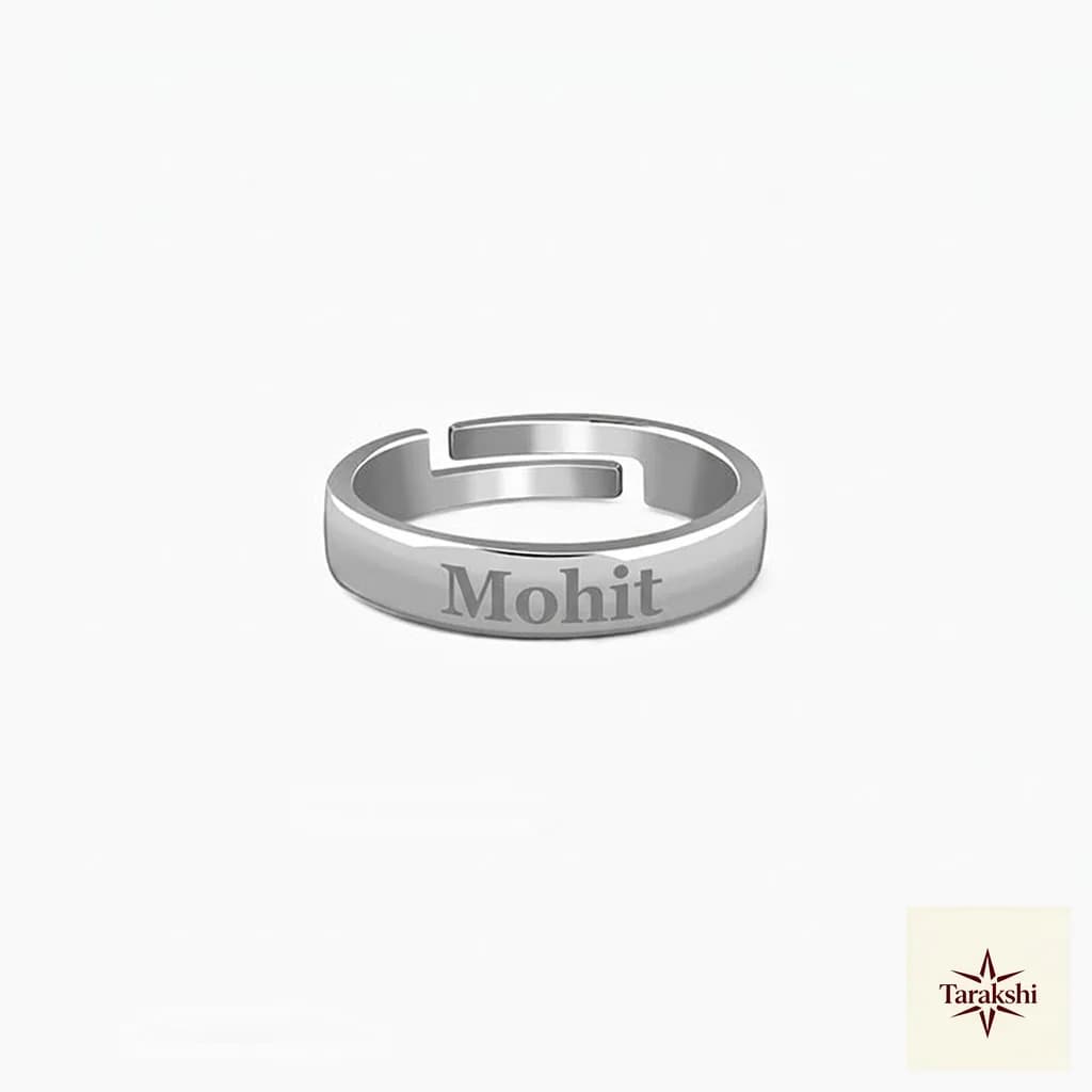 Personalized 'Mohit' Engraved Sterling Silver Adjustable Ring for Men