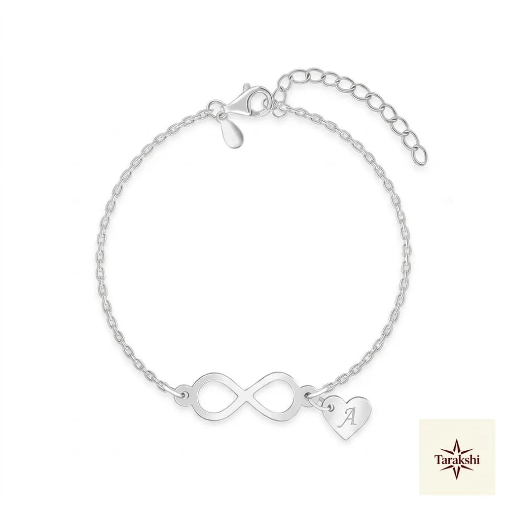 Silver Infinity & Initial 'A' Heart Bracelet