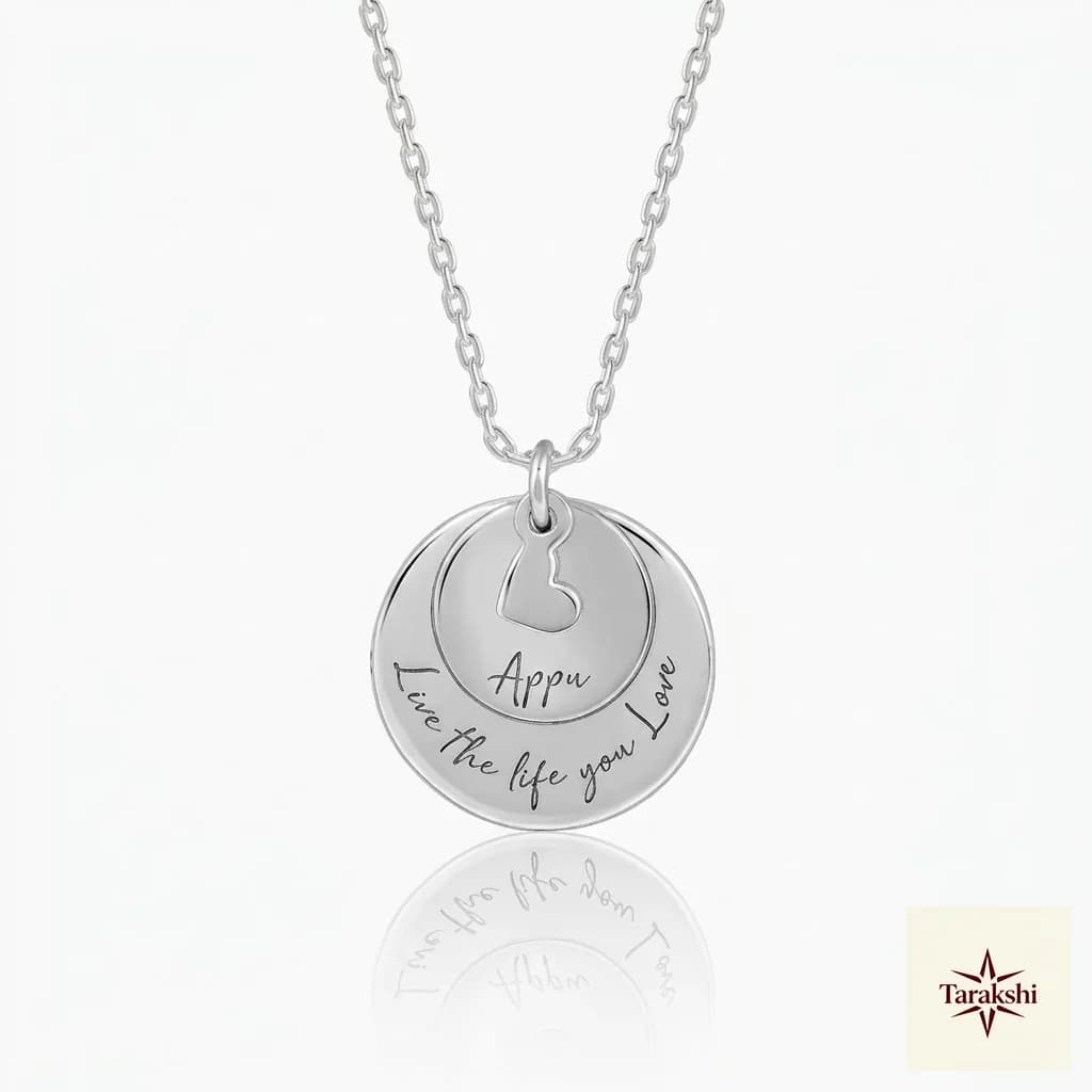 Tarakshi Personalized Sterling Silver Double Disc Name & Message Necklace