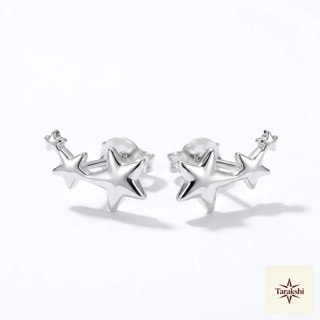 Twinkle Star Silver Stud Earrings image 1