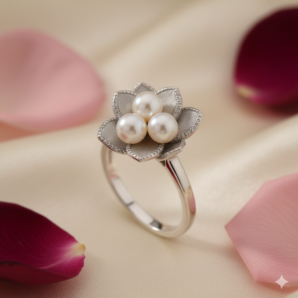Eternal Bloom Pearl & AD Cocktail Ring image 1