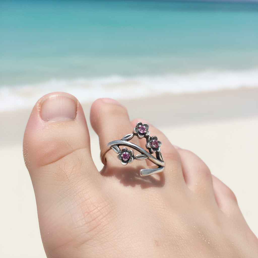 Flower Tourmaline Toe Ring