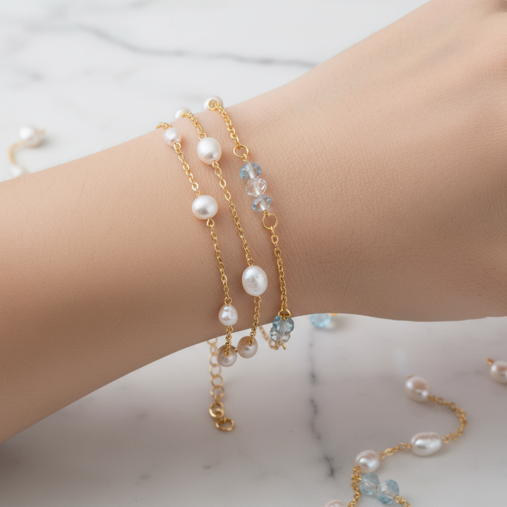 Gold Pearl Bead Bracelet
