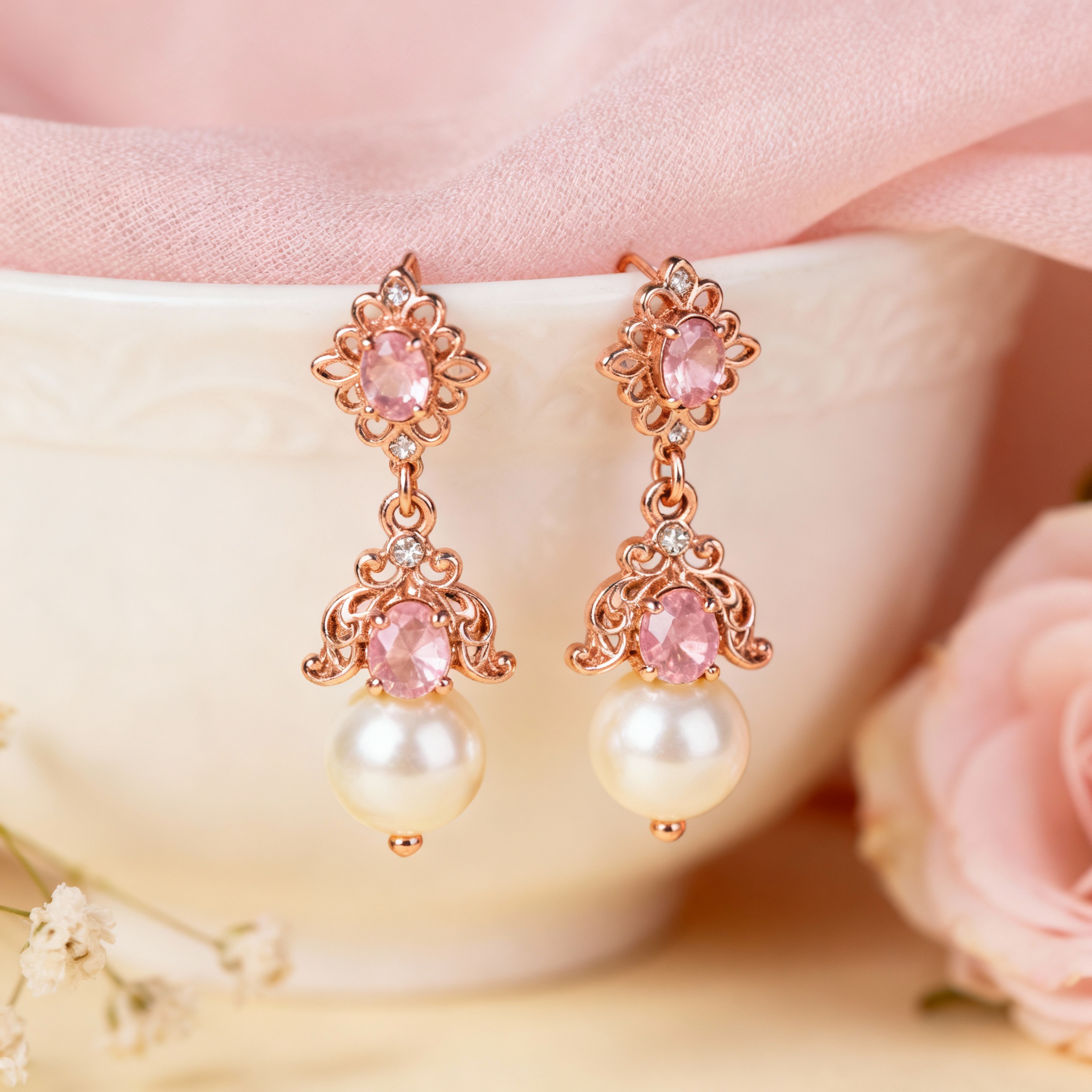 Romantic Pearl Drop Earrings image 1