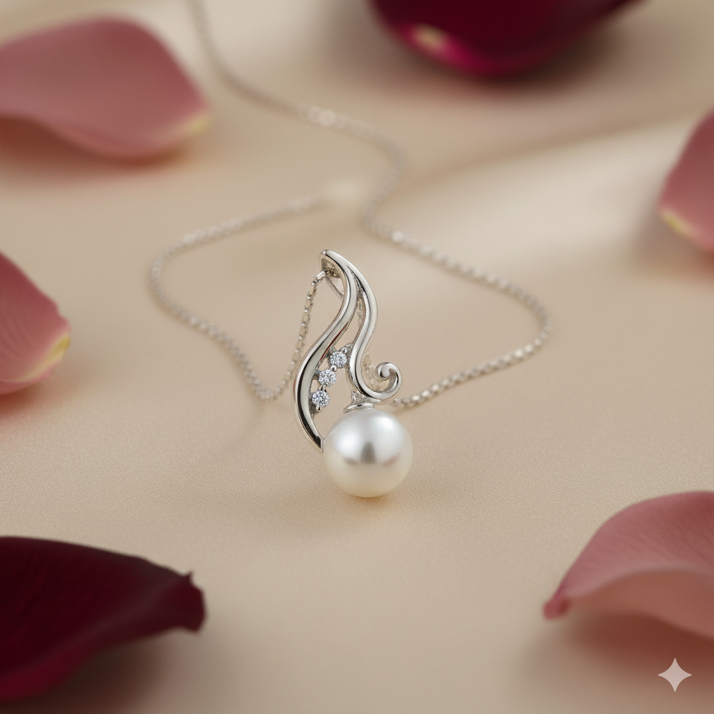 Serene Aura Pearl Drop Pendant Chain image 1