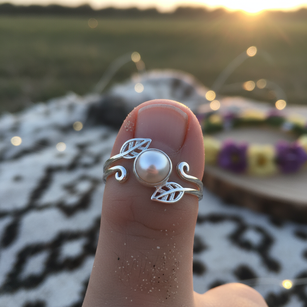 Sterling Silver Pearl Toe Ring image 1