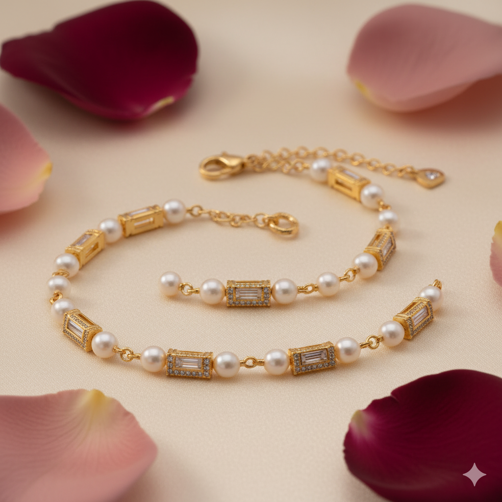 Whispers of Love Pearl & AD Gold-Plated Bracelet image 1